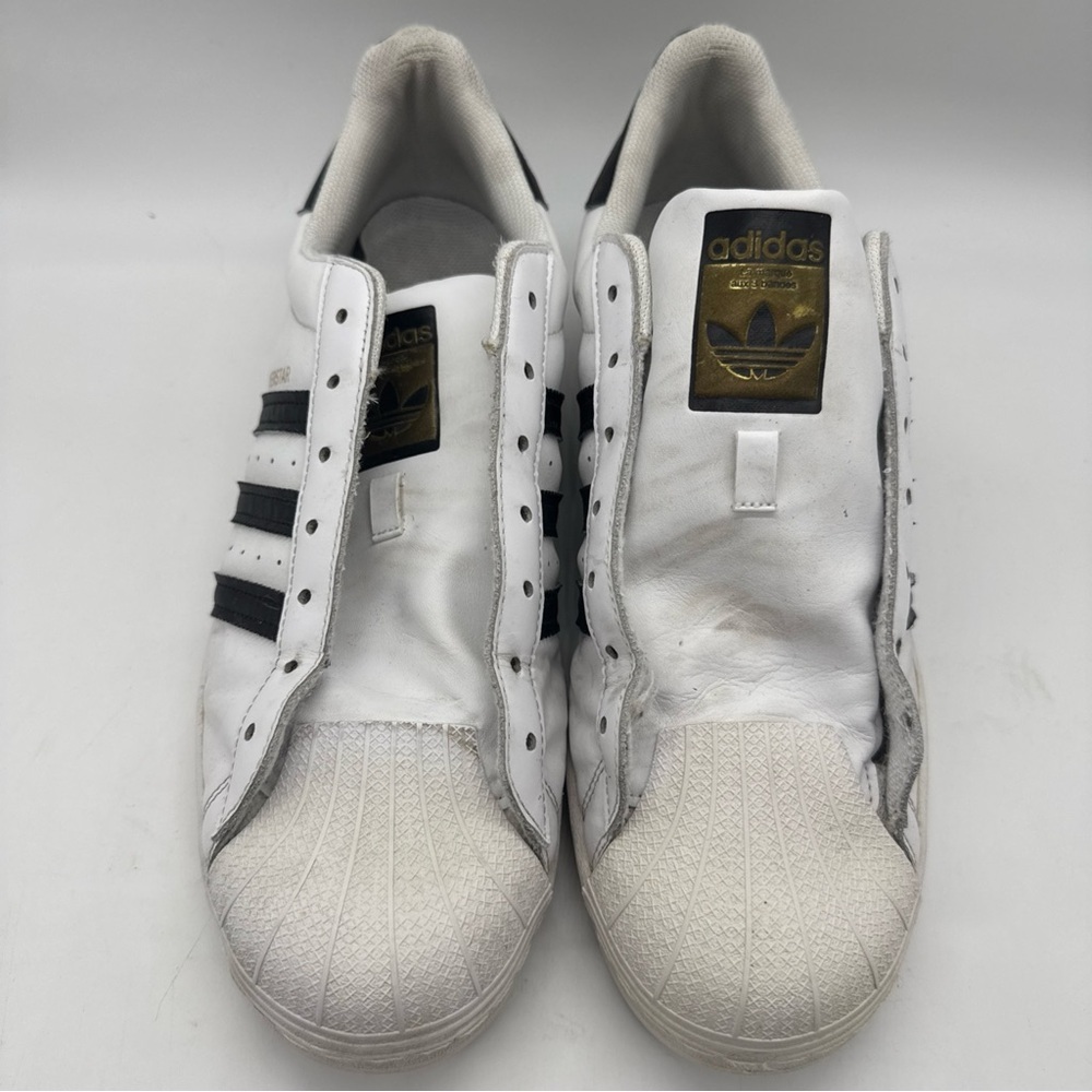 Adidas Men's White and Black Superstar Sneakers